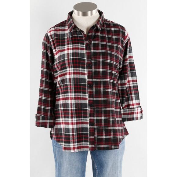 NWT Mismatched Grunge Plaid Button Front Flannel size XL - Picture 7 of 7